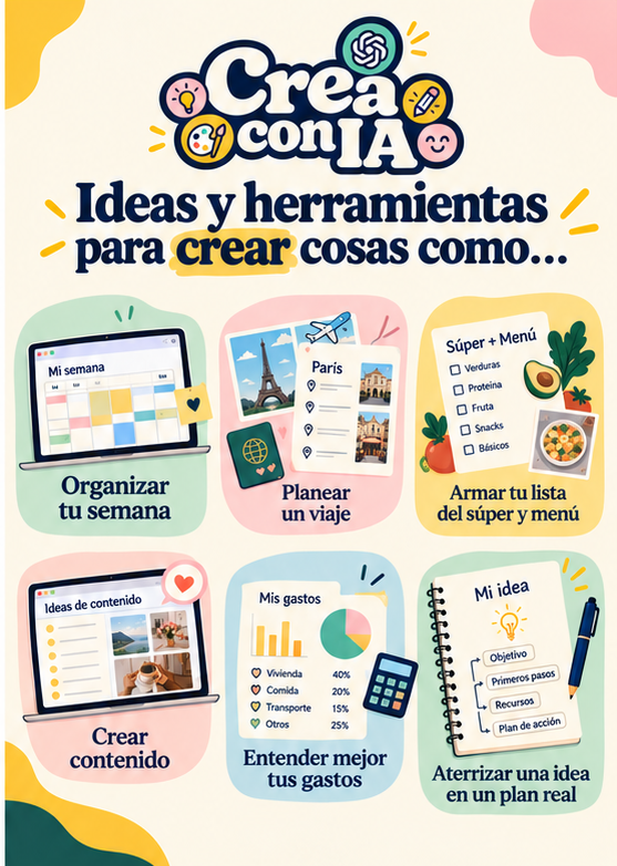 Crea con IA · Taller en vivo por Zoom · 14 de octubre